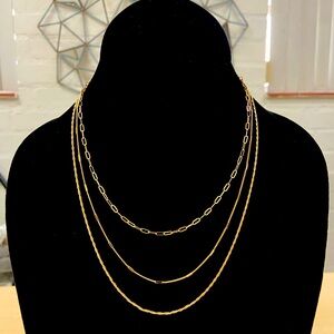Gold Rope-Chain Triple Layer Necklace